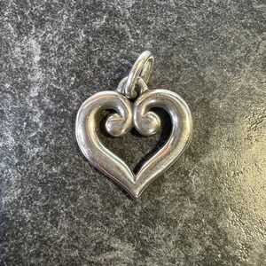Large James Avery 925 Sterling Silver Scroll Heart Charm Pendant Retired 5.25g
